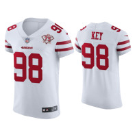 Men San Francisco 49ers #98 Arden Key White 75th Anniversary Jersey