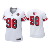 Women San Francisco 49ers #98 Arden Key White 75th Anniversary Jersey