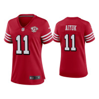 Women San Francisco 49ers #11 Brandon Aiyuk Scarlet 75th Anniversary Alternate Game Jersey