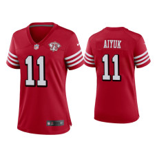 Women San Francisco 49ers #11 Brandon Aiyuk Scarlet 75th Anniversary Alternate Game Jersey