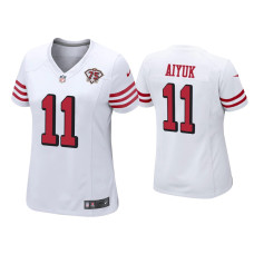 Women San Francisco 49ers #11 Brandon Aiyuk White 75th Anniversary Alternate Game Jersey