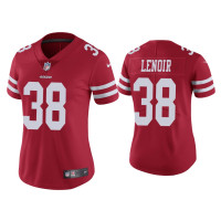 Women San Francisco 49ers #38 Vapor Limited Deommodore Lenoir 49ers Scarlet Jersey