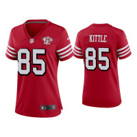 Women San Francisco 49ers #85 George Kittle Scarlet 75th Anniversary Alternate Game Jersey