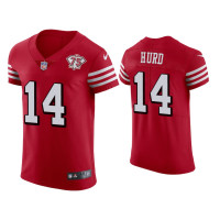 Men San Francisco 49ers #14 Jalen Hurd Scarlet 75th Anniversary Jersey