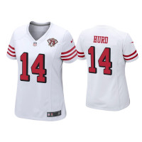 Women San Francisco 49ers #14 Jalen Hurd White 75th Anniversary Jersey