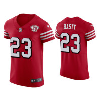 Men San Francisco 49ers #23 JaMycal Hasty Scarlet 75th Anniversary Jersey