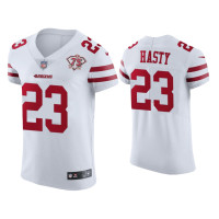 Men San Francisco 49ers #23 JaMycal Hasty White 75th Anniversary Jersey