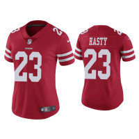 Women San Francisco 49ers #23 Vapor Limited JaMycal Hasty 49ers Scarlet Jersey