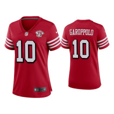 Women San Francisco 49ers #10 Jimmy Garoppolo Scarlet 75th Anniversary Alternate Game Jersey