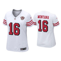 Women San Francisco 49ers #16 Joe Montana White 75th Anniversary Jersey