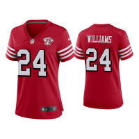 Women San Francisco 49ers #24 K'Waun Williams Scarlet 75th Anniversary Alternate Game Jersey