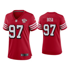 Women San Francisco 49ers #97 Nick Bosa Scarlet 75th Anniversary Jersey