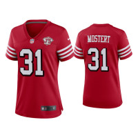 Women San Francisco 49ers #31 Raheem Mostert Scarlet 75th Anniversary Alternate Game Jersey