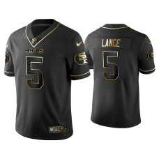 Men San Francisco 49ers #5 Golden Edition Vapor Limited 49ers Trey Lance Black Jersey