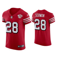 Men San Francisco 49ers #28 Trey Sermon Scarlet 75th Anniversary Jersey