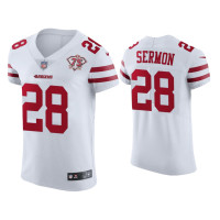 Men San Francisco 49ers #28 Trey Sermon White 75th Anniversary Jersey