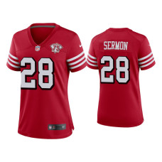 Women San Francisco 49ers #28 Trey Sermon Scarlet 75th Anniversary Jersey