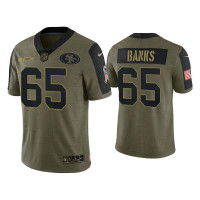 Men San Francisco 49ers #65 Aaron Banks Olive 2021 Salute To Service Limited Jersey