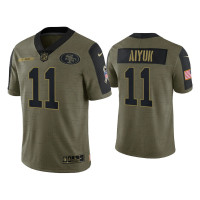 Men San Francisco 49ers #11 Brandon Aiyuk Olive 2021 Salute To Service Limited Jersey