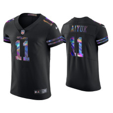 Men San Francisco 49ers #11 Brandon Aiyuk Black Golden Edition Holographic Jersey