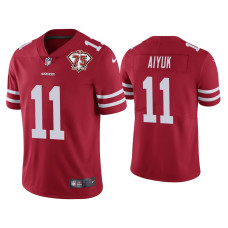 Men San Francisco 49ers #11 Brandon Aiyuk Scarlet 75th Anniversary Patch Limited Jersey