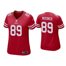 Women San Francisco 49ers #89 Charlie Woerner Scarlet Game Jersey