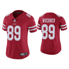 Women San Francisco 49ers #89 Vapor Limited Charlie Woerner 49ers Scarlet Jersey