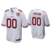 Men San Francisco 49ers #00 Custom White 75th Anniversary Patch Game Jersey