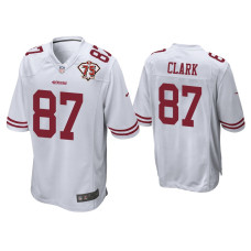 Men San Francisco 49ers #87 Dwight Clark White 75th Anniversary Patch Game Jersey