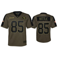 Youth San Francisco 49ers #85 George Kittle Olive 2021 Salute To Service Game Jersey