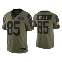 Men San Francisco 49ers #85 George Kittle Olive 2021 Salute To Service Limited Jersey