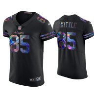 Men San Francisco 49ers #85 George Kittle Black Golden Edition Holographic Jersey