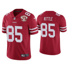 Men San Francisco 49ers #85 George Kittle Scarlet 75th Anniversary Patch Limited Jersey