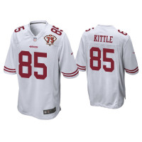 Men San Francisco 49ers #85 George Kittle White 75th Anniversary Patch Game Jersey