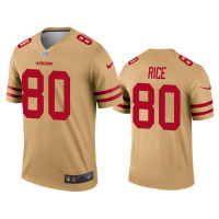 Men San Francisco 49ers #80 Jerry Rice Gold Inverted Legend Jersey