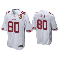 Men San Francisco 49ers #80 Jerry Rice White 75th Anniversary Patch Game Jersey