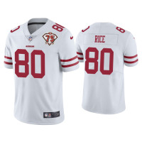 Men San Francisco 49ers #80 Jerry Rice White 75th Anniversary Patch Limited Jersey