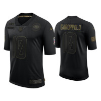 Men San Francisco 49ers #10 Jimmy Garoppolo Black 2020 Salute to Service Limited Jersey