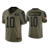 Men San Francisco 49ers #10 Jimmy Garoppolo Olive 2021 Salute To Service Limited Jersey