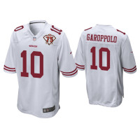 Men San Francisco 49ers #10 Jimmy Garoppolo White 75th Anniversary Patch Game Jersey