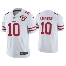 Men San Francisco 49ers #10 Jimmy Garoppolo White 75th Anniversary Patch Limited Jersey