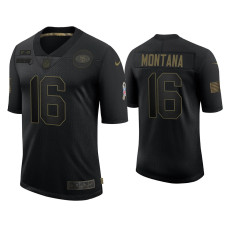 Men San Francisco 49ers #16 Joe Montana Black 2020 Salute To Service Retired Jersey