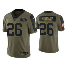 Men San Francisco 49ers #26 Josh Norman Olive 2021 Salute To Service Limited Jersey