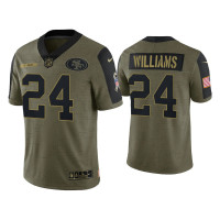 Men San Francisco 49ers #24 K'Waun Williams Olive 2021 Salute To Service Limited Jersey