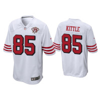 Men San Francisco 49ers #85 George Kittle White 75th Anniversary Game Jersey