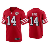 Men San Francisco 49ers #14 Jalen Hurd Scarlet 75th Anniversary Game Jersey