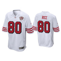 Men San Francisco 49ers #80 Jerry Rice White 75th Anniversary Game Jersey