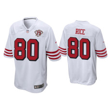 Men San Francisco 49ers #80 Jerry Rice White 75th Anniversary Game Jersey