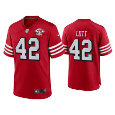 Men San Francisco 49ers #42 Ronnie Lott Scarlet 75th Anniversary Game Jersey