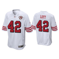 Men San Francisco 49ers #42 Ronnie Lott White 75th Anniversary Game Jersey